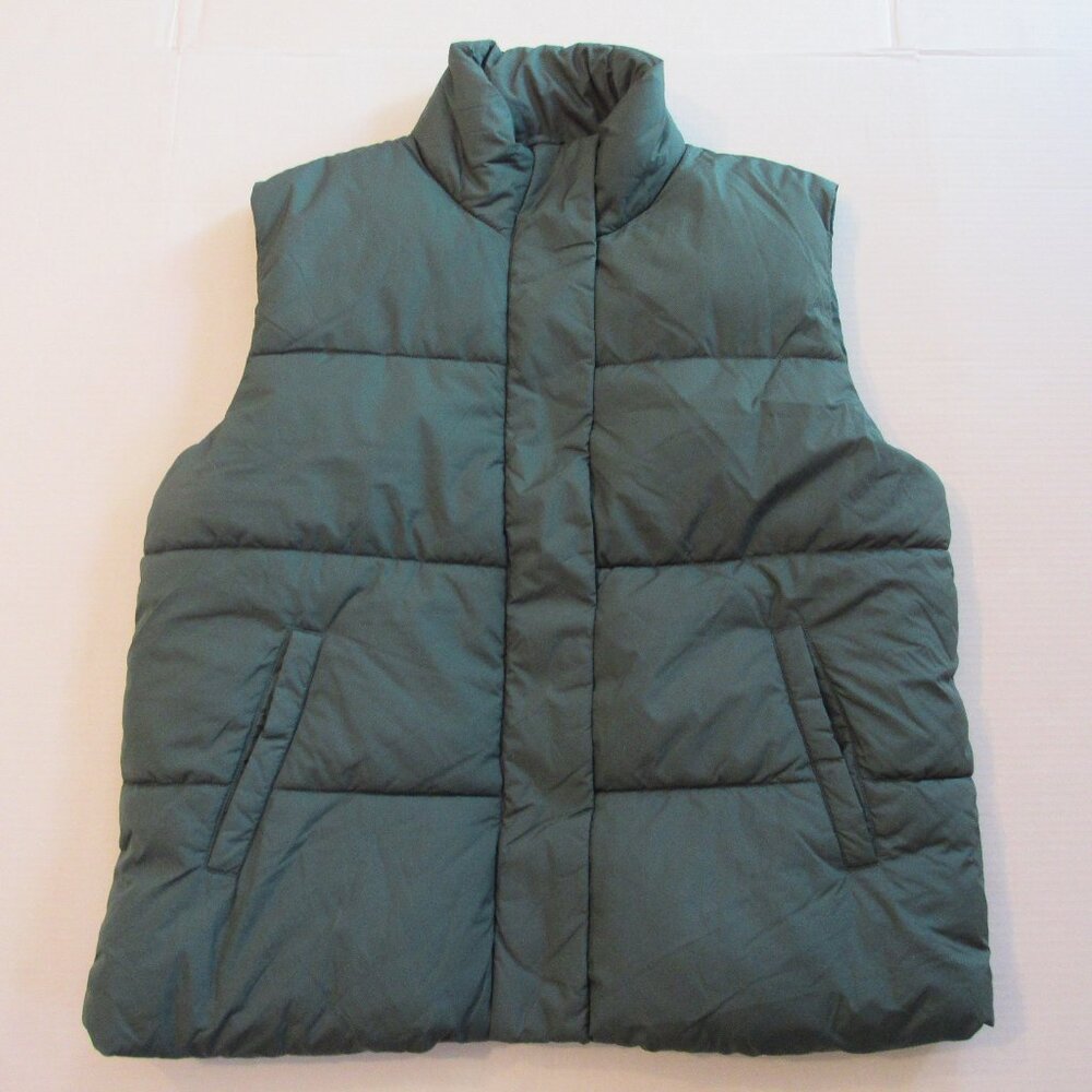 Women's Arizona Jean Co Green Mock Neck Puffer Jacket Vest Size Medium